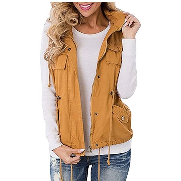 Love Tree Jackets & Blazers - Mustard Love Tree Zip Up Vest